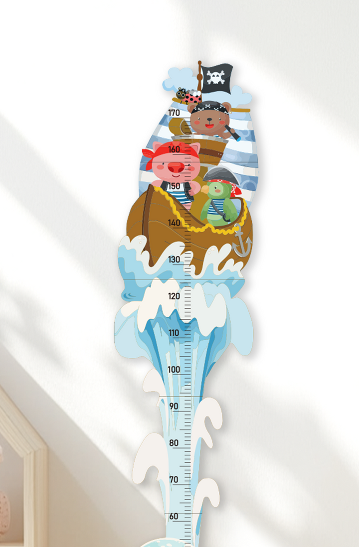 Personalised Wooden Pirate Adventure Growth Chart for Kids
