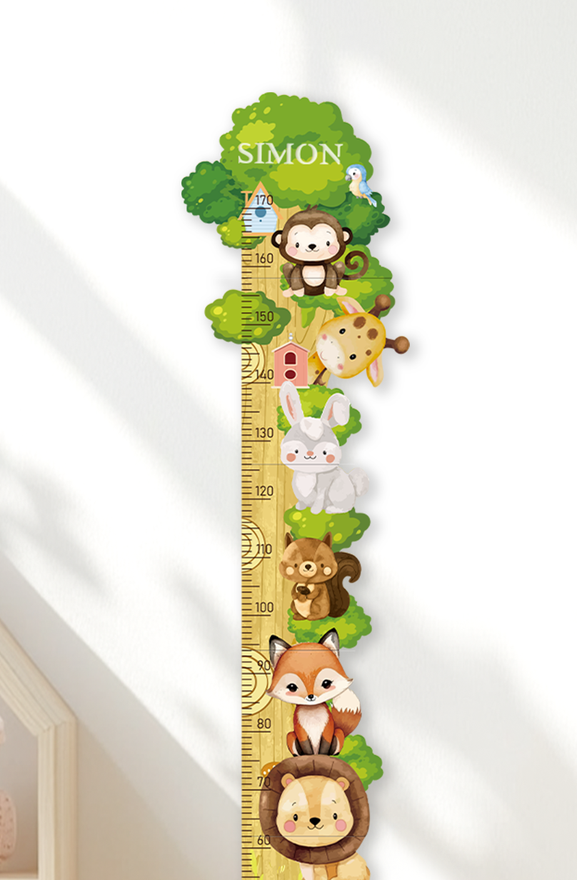 Personalised Wooden Forest Friends Growth Chart
