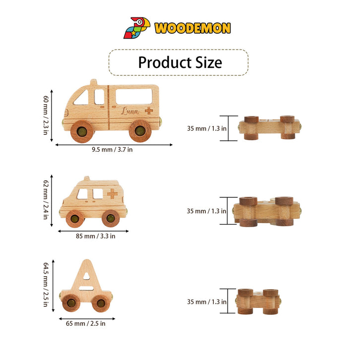 Personalised Wooden Ambulance Train Set With Name