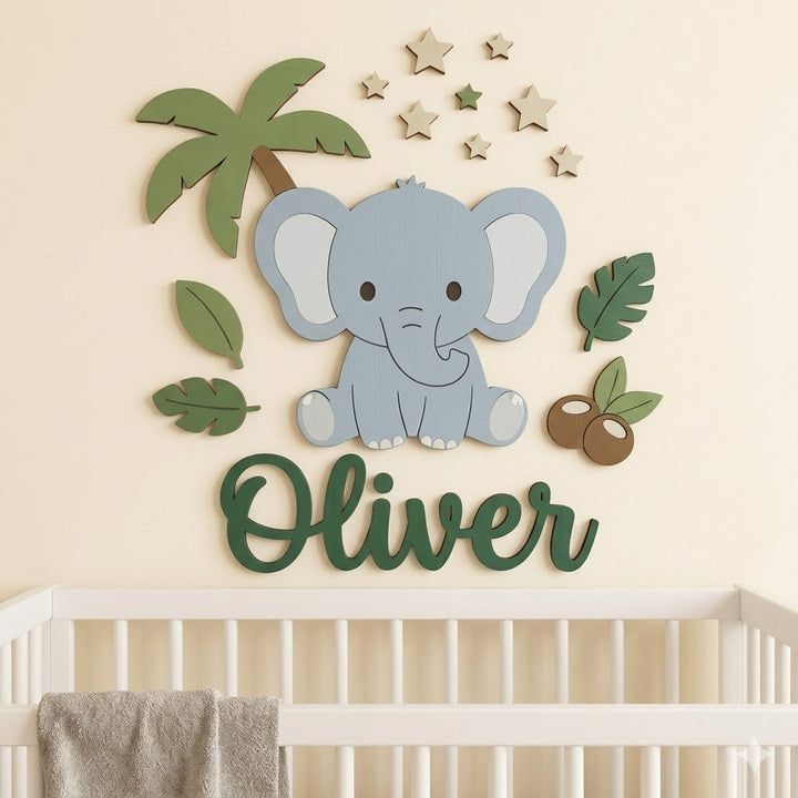 Personalised Wooden Nursery Name Sign – Animal Themes