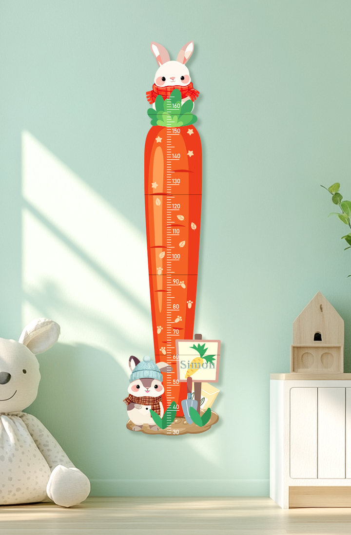 Personalised Carrot Bunny Wooden Growth Chart for Kids