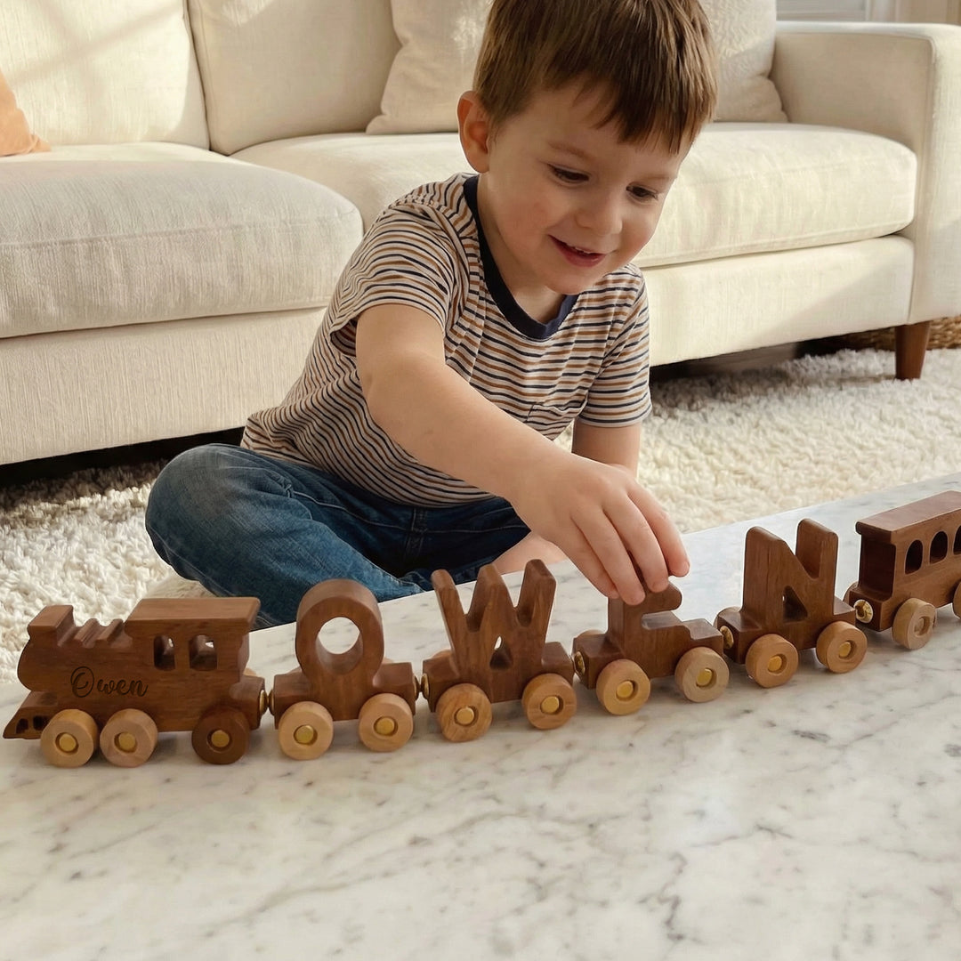 Personalised Wooden Train Set With Name