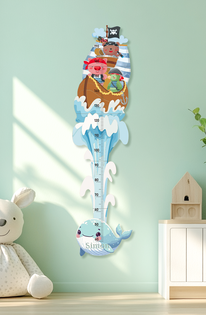Personalised Wooden Pirate Adventure Growth Chart for Kids
