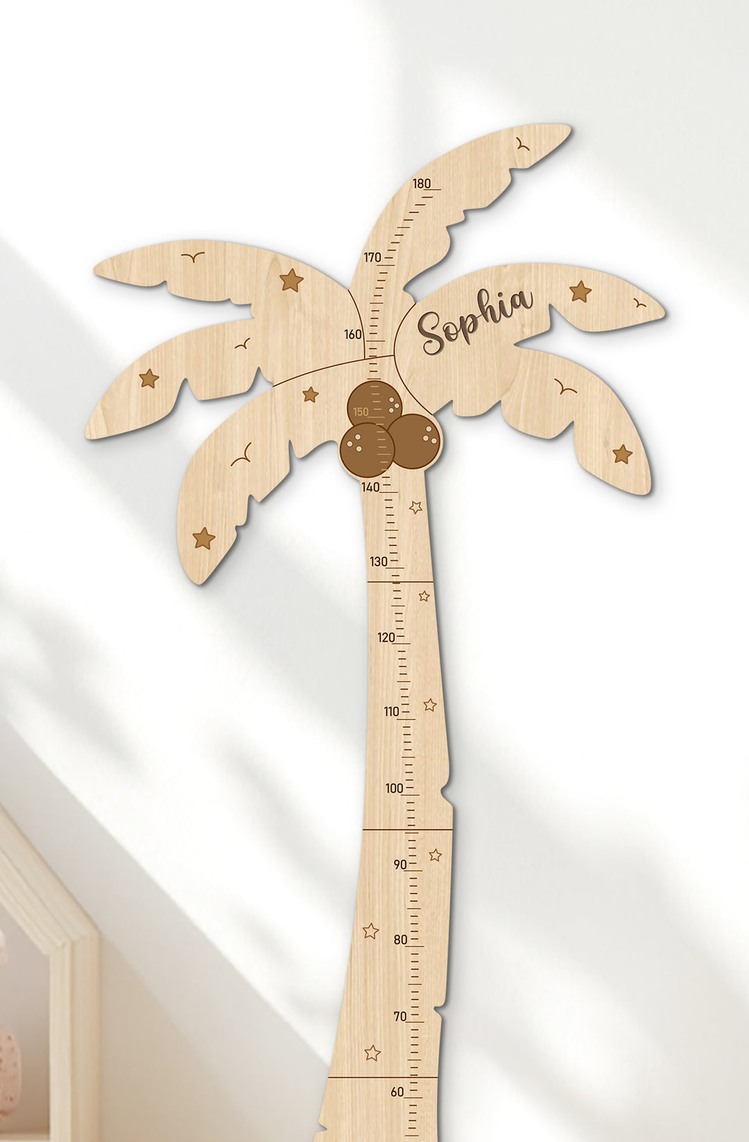 Personalised Wooden Palm Tree Growth Chart for Kids