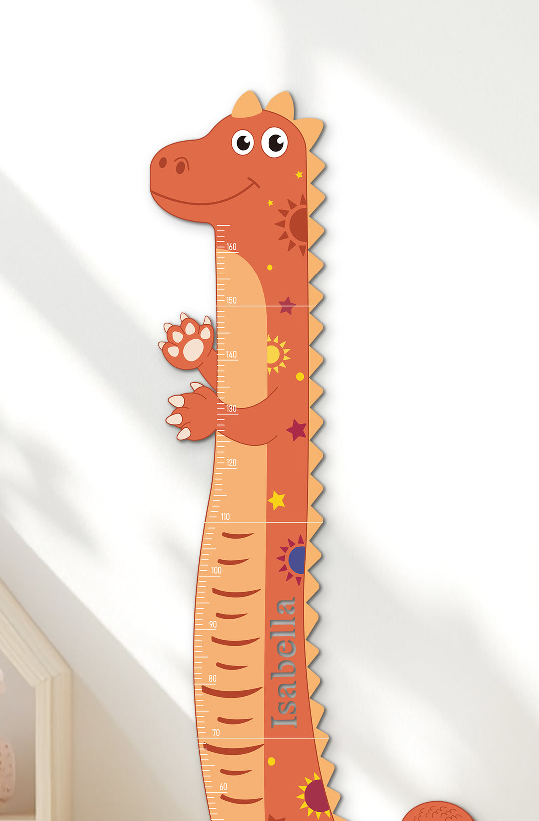 Personalised Wooden Dinosaur Growth Chart for Kids Room