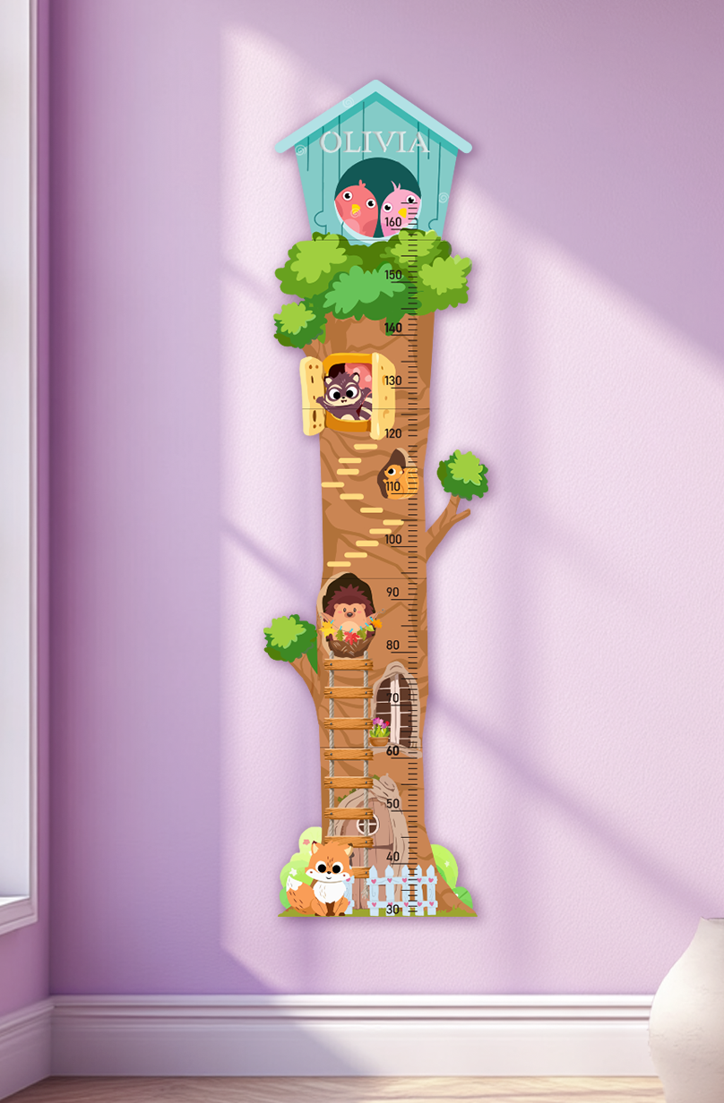 Personalised Wooden Treehouse Growth Chart