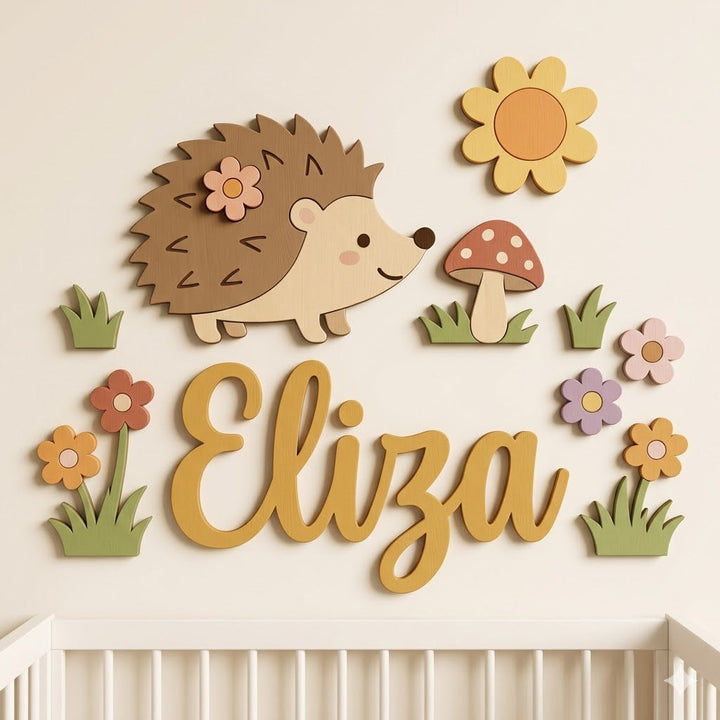 Personalised Wooden Nursery Name Sign – Cute Animal Themes