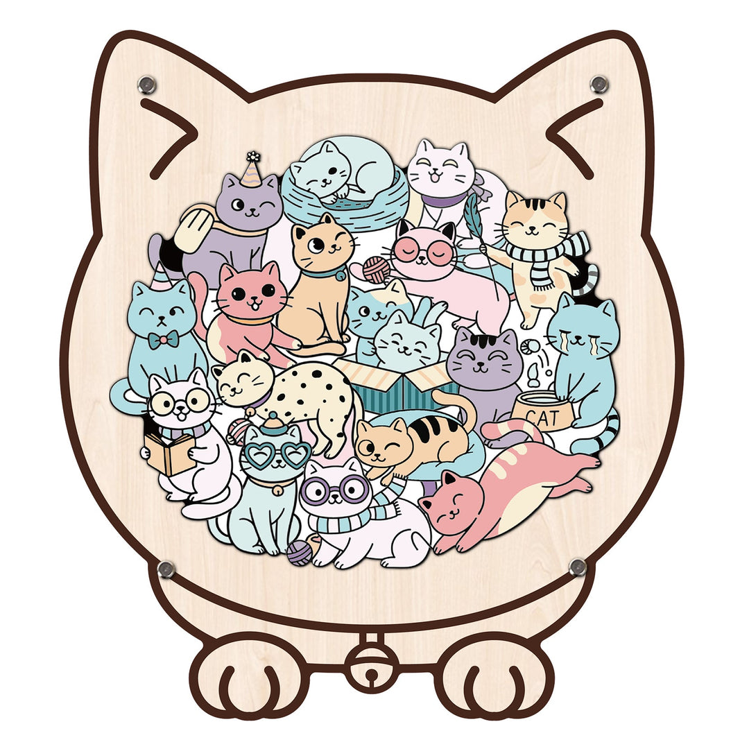 Wooden Kids Jigsaw Puzzle Cat Shaped Montessori Puzzle