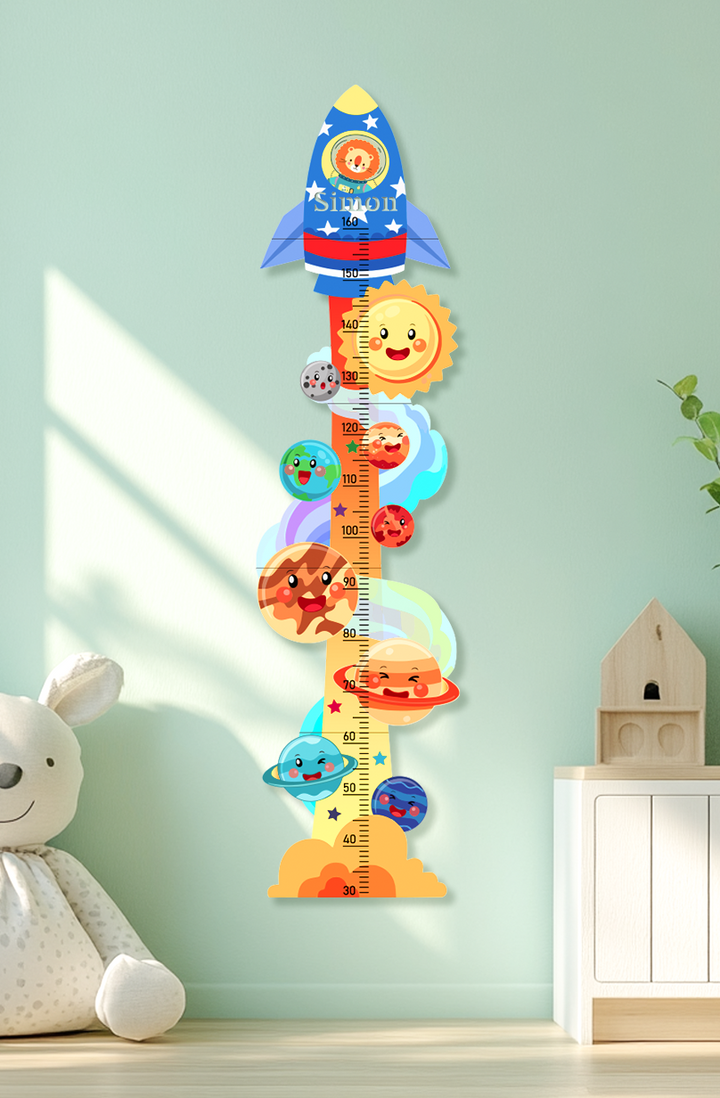 Personalised Space Rocket Wooden Growth Chart for Kids
