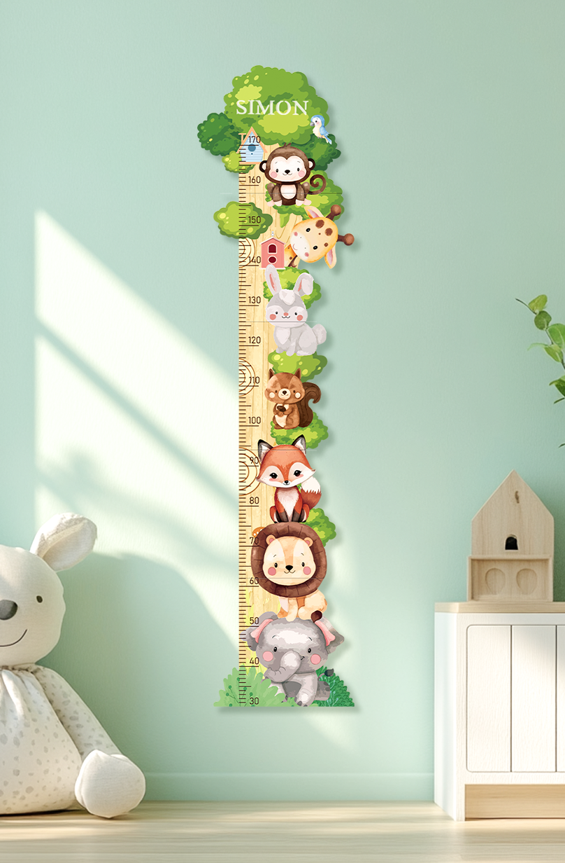 Personalised Wooden Forest Friends Growth Chart
