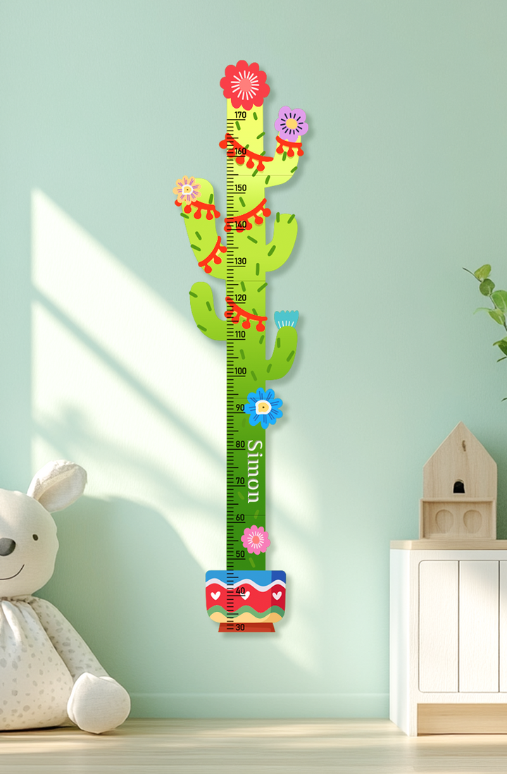 Personalised Cactus Wooden Growth Chart for Kids