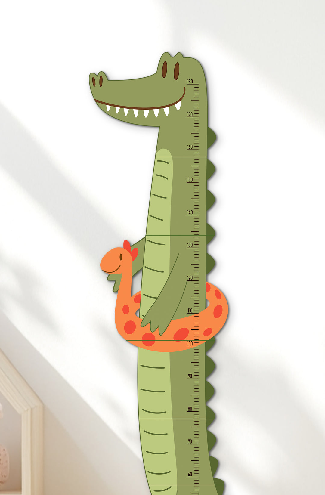 Personalised Wooden Crocodile Growth Chart for Kids Room