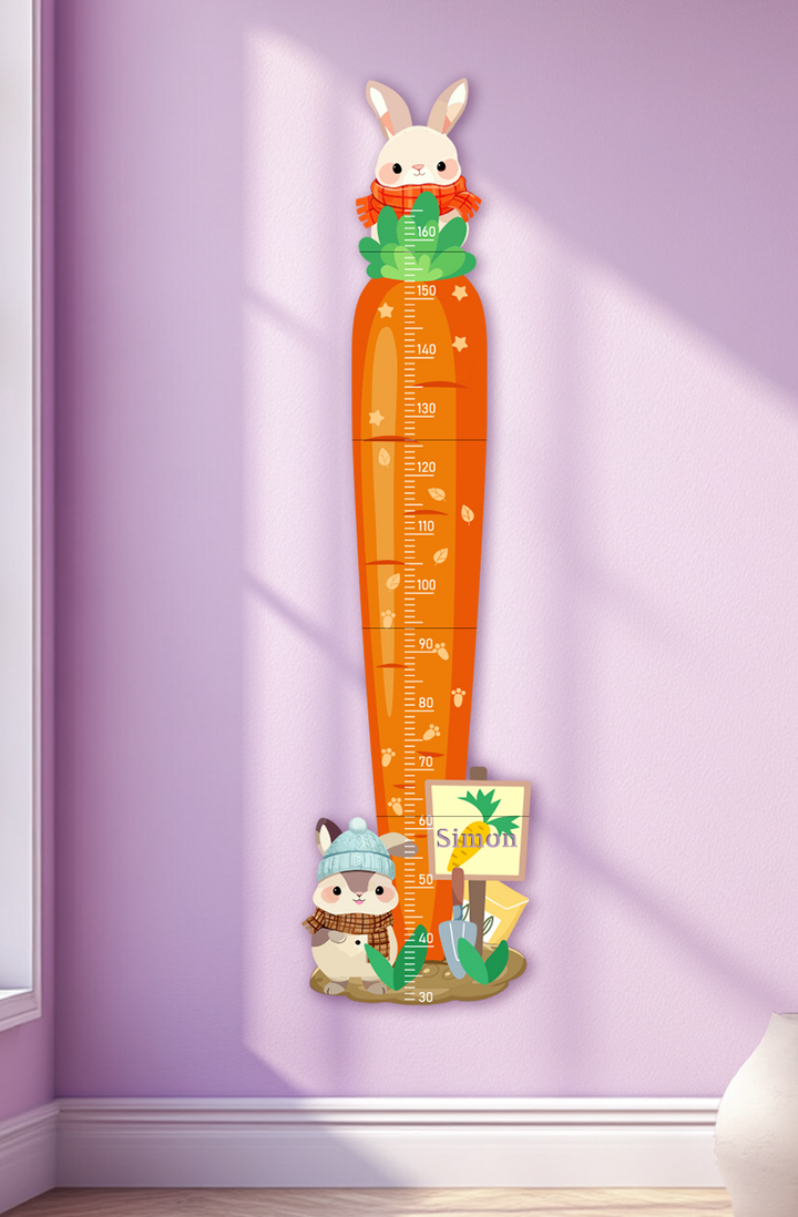 Personalised Carrot Bunny Wooden Growth Chart for Kids