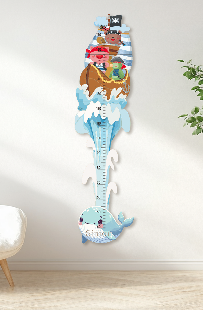 Personalised Wooden Pirate Adventure Growth Chart for Kids