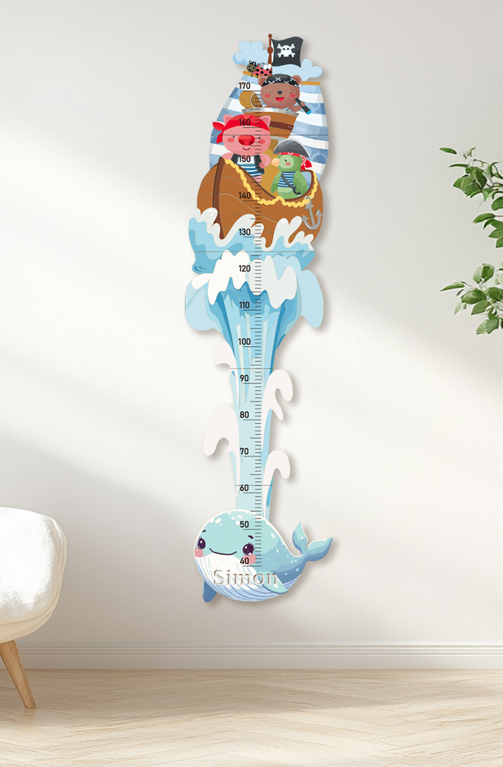 Personalised Wooden Pirate Adventure Growth Chart for Kids
