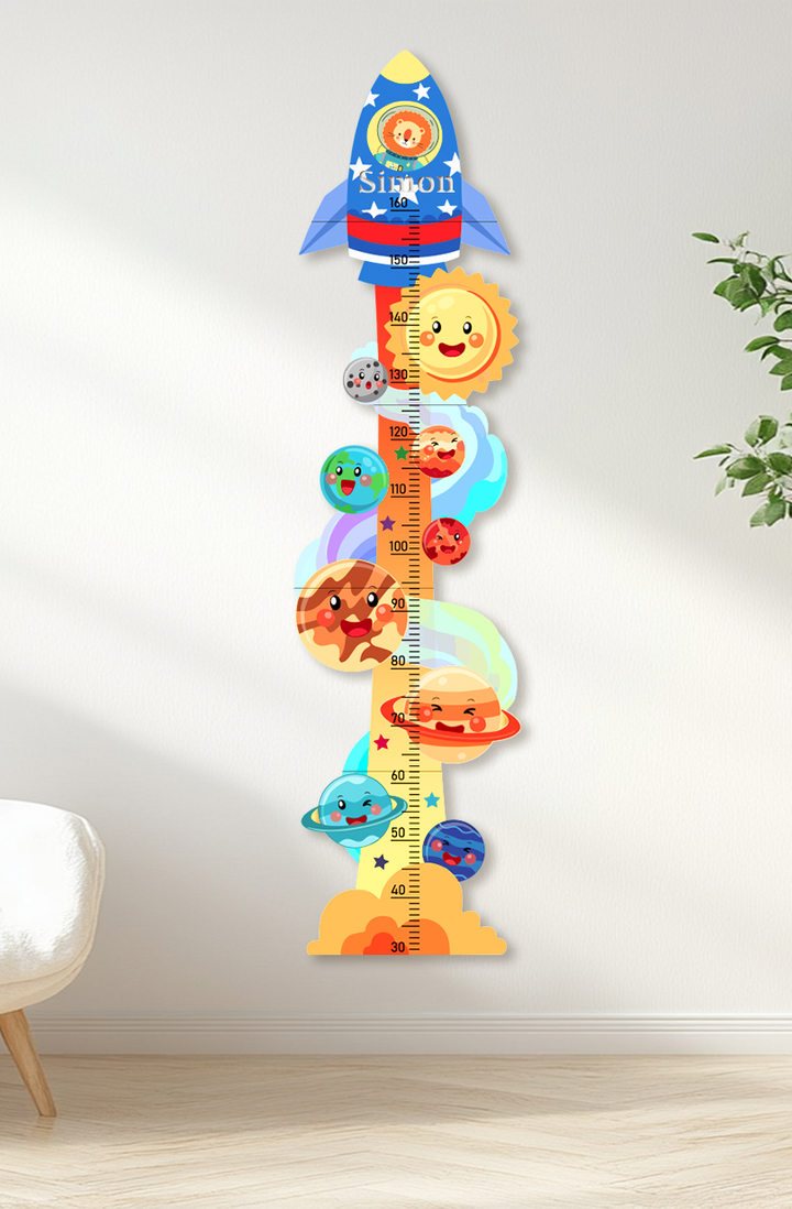 Personalised Space Rocket Wooden Growth Chart for Kids