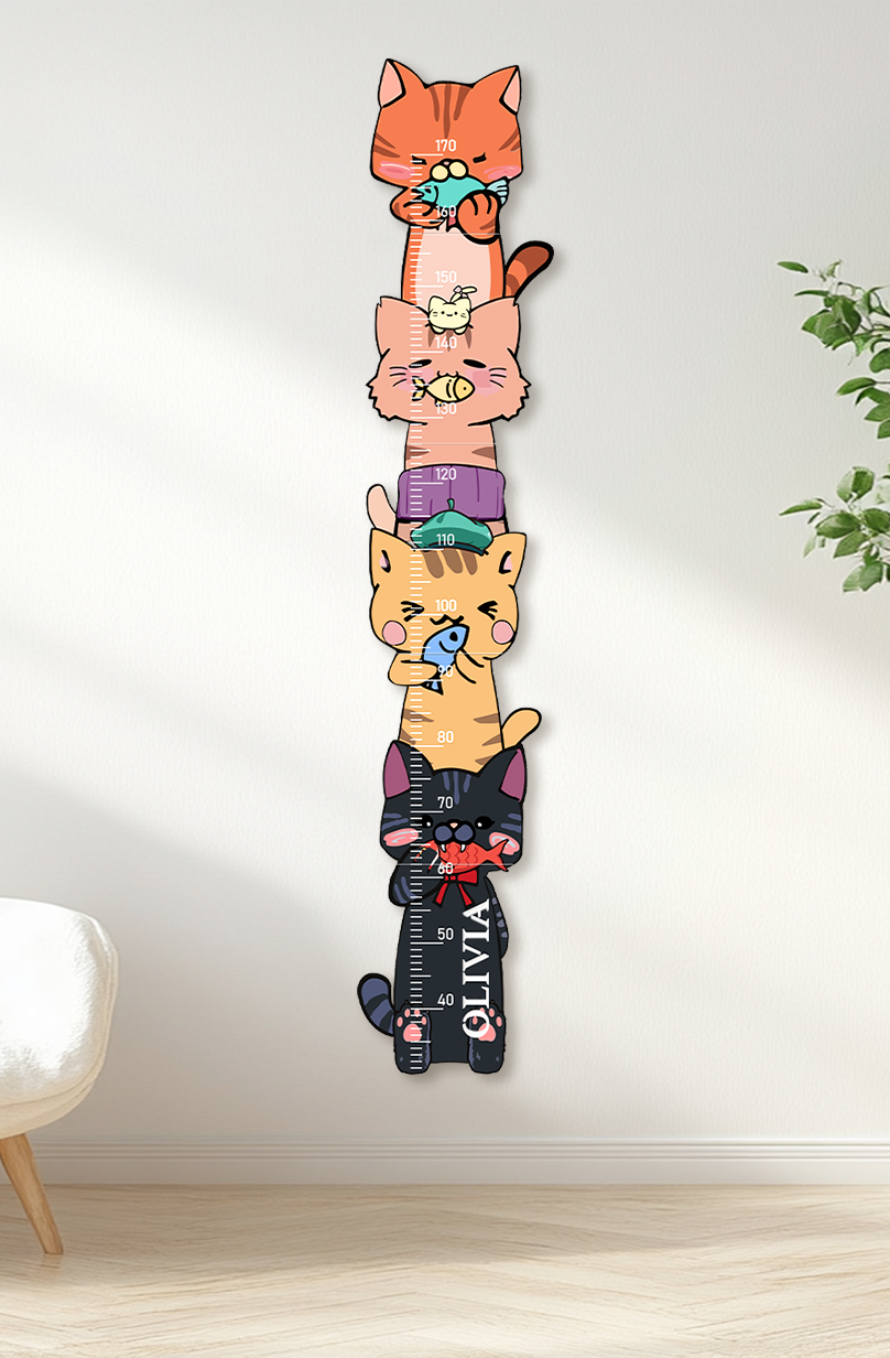 Personalised Wooden Stacked Cats Growth Chart