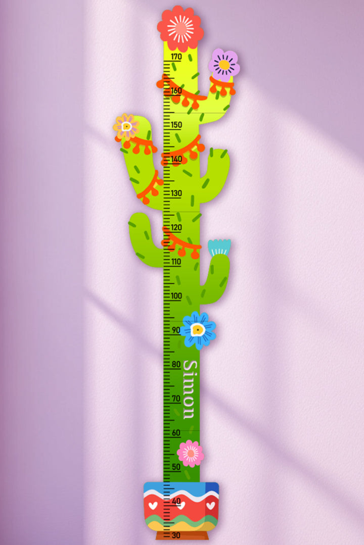 Personalised Cactus Wooden Growth Chart for Kids