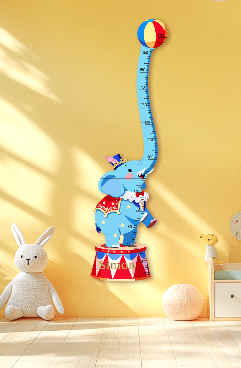 Personalised Wooden Circus Elephant Growth Chart for Kids