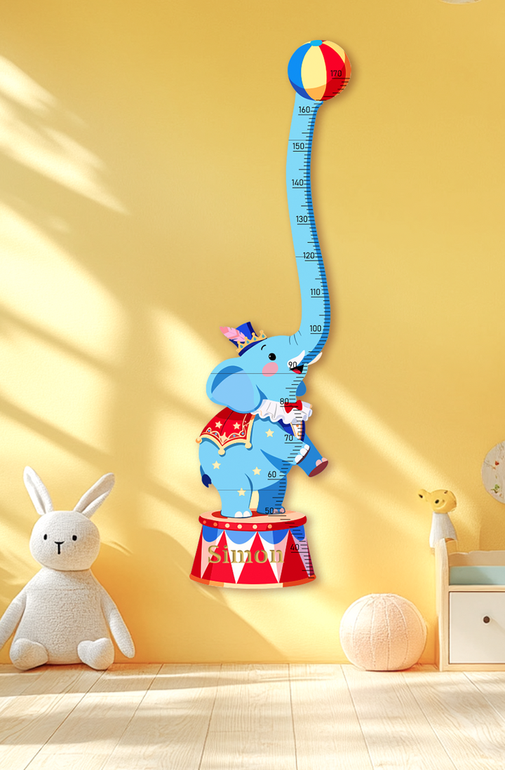 Personalised Wooden Circus Elephant Growth Chart for Kids
