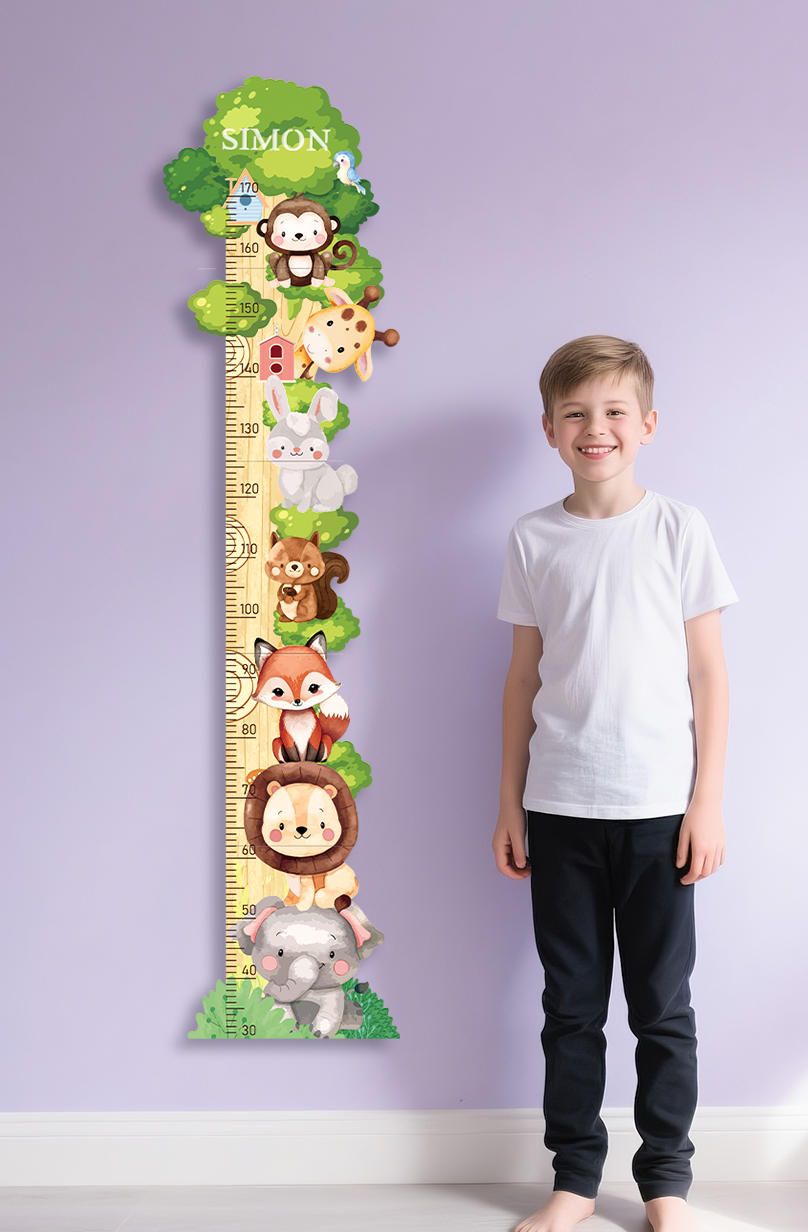 Personalised Wooden Forest Friends Growth Chart