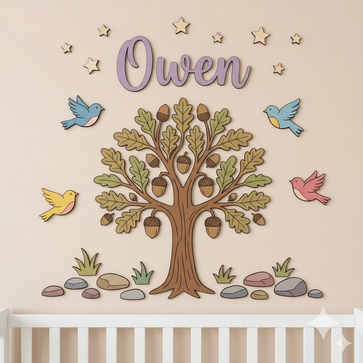 Personalised Wooden Nursery Name Sign – Cute Animal Themes