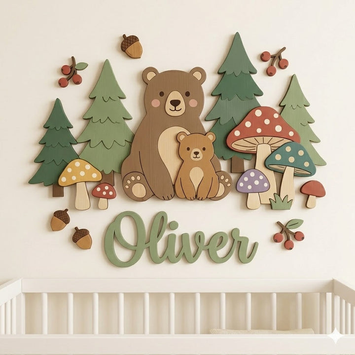 Personalised Wooden Nursery Name Sign – Animal Nursery Name Signs