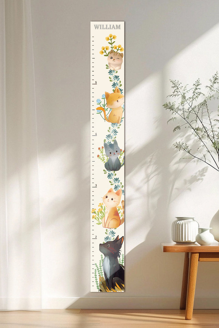 Personalized Wooden Cat Growth Chart Ruler