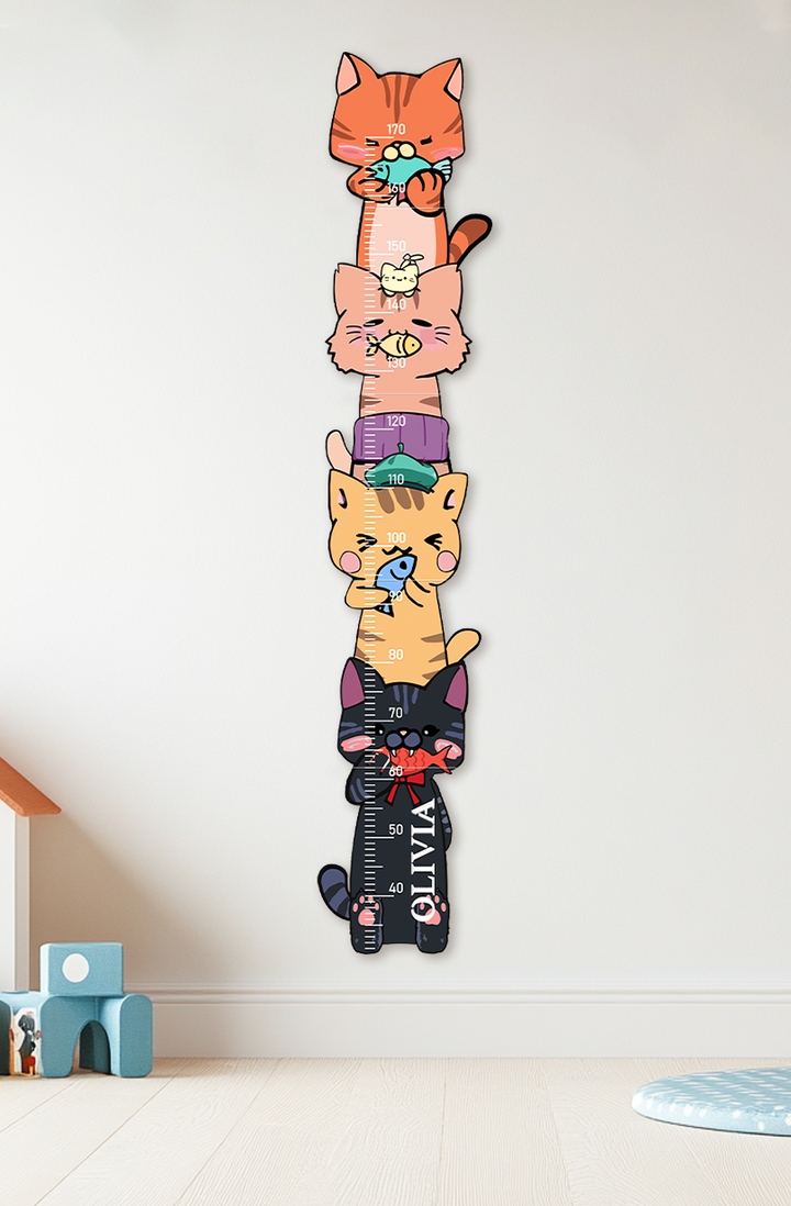 Personalised Wooden Stacked Cats Growth Chart