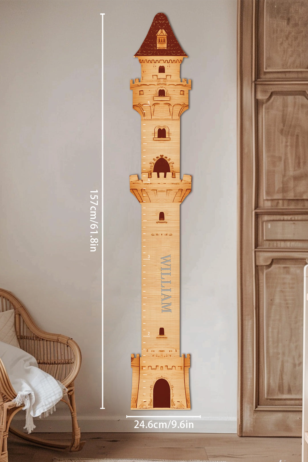 Personalized Wooden Castle Growth Chart Ruler