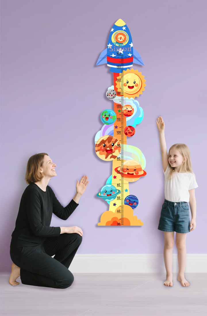 Personalised Space Rocket Wooden Growth Chart for Kids