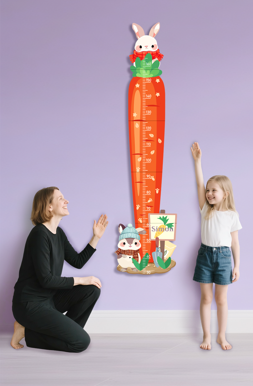 Personalised Carrot Bunny Wooden Growth Chart for Kids