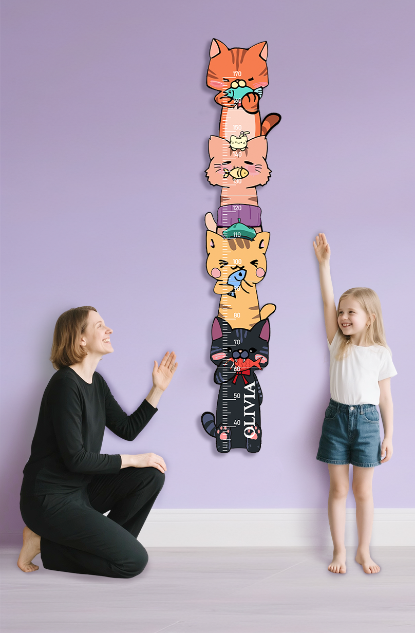 Personalised Wooden Stacked Cats Growth Chart