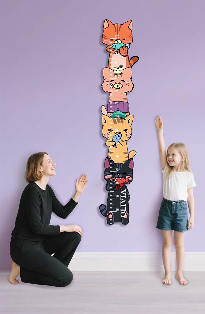 Personalised Wooden Stacked Cats Growth Chart