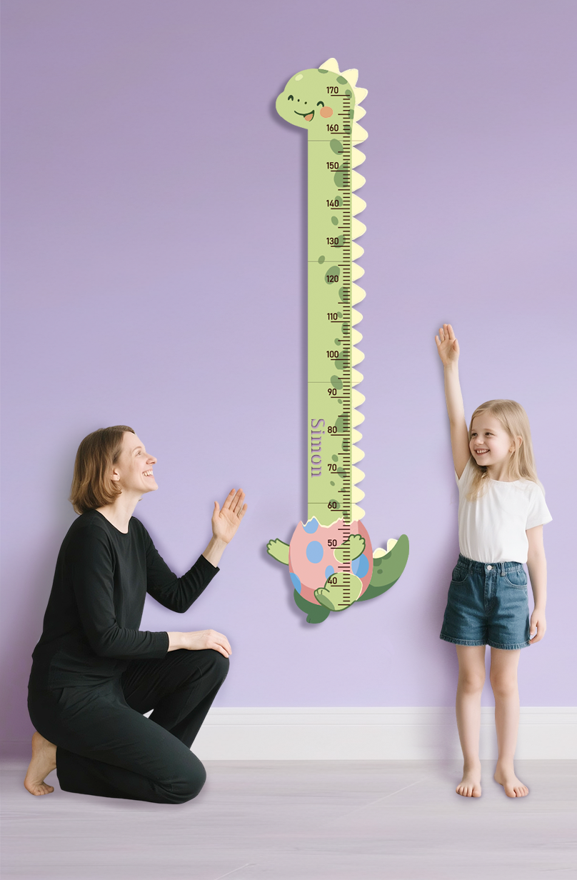 Personalised Wooden Cute Dinosaur Growth Chart for Kids
