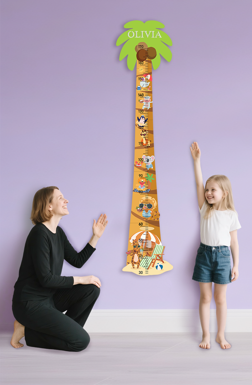 Personalised Wooden Palm Tree Adventure Growth Chart