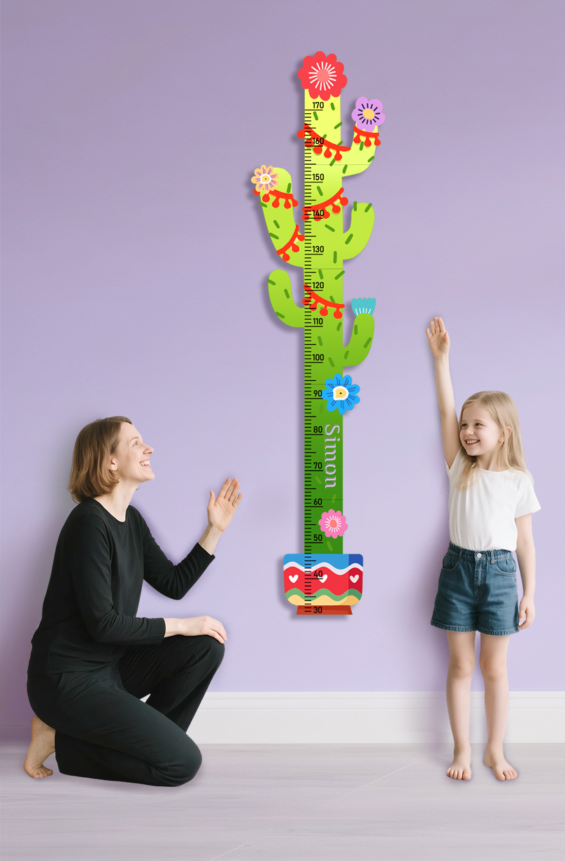 Personalised Cactus Wooden Growth Chart for Kids