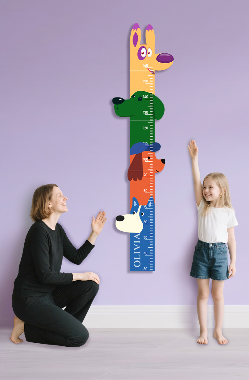 Personalised Wooden Colorful Dog Parade Growth Chart