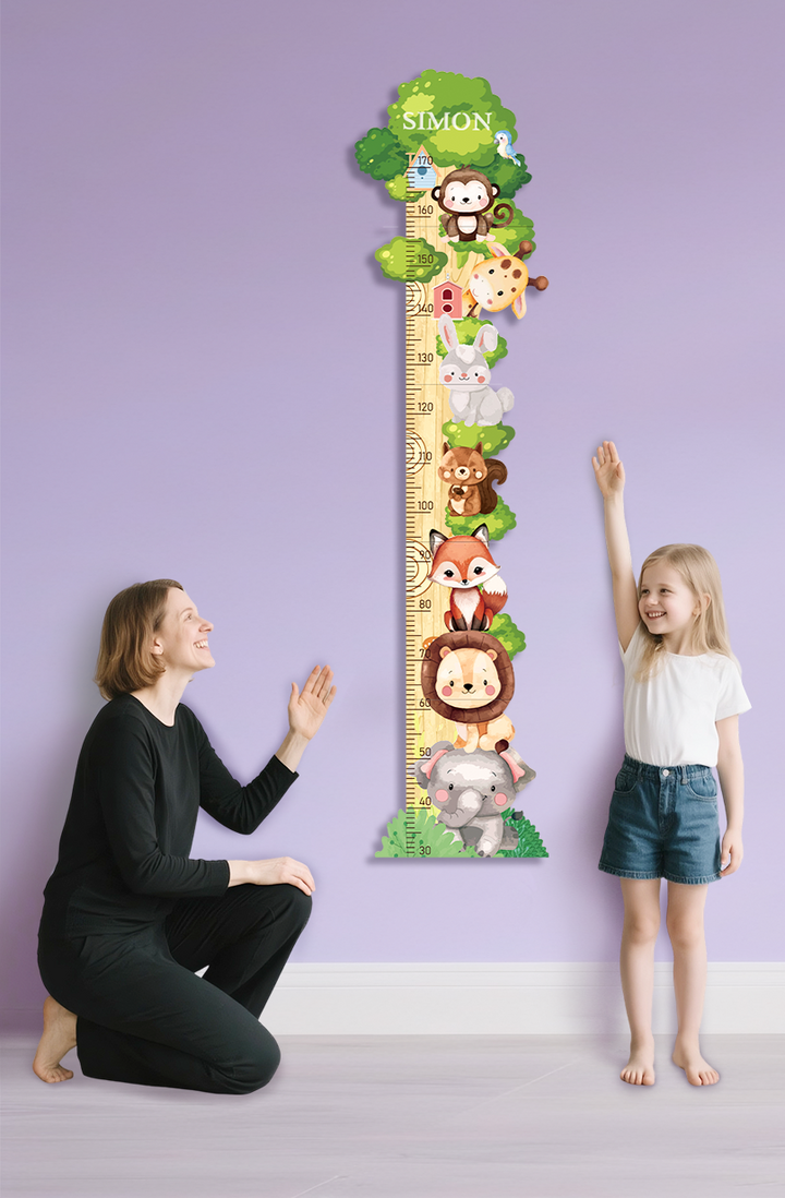Personalised Wooden Forest Friends Growth Chart