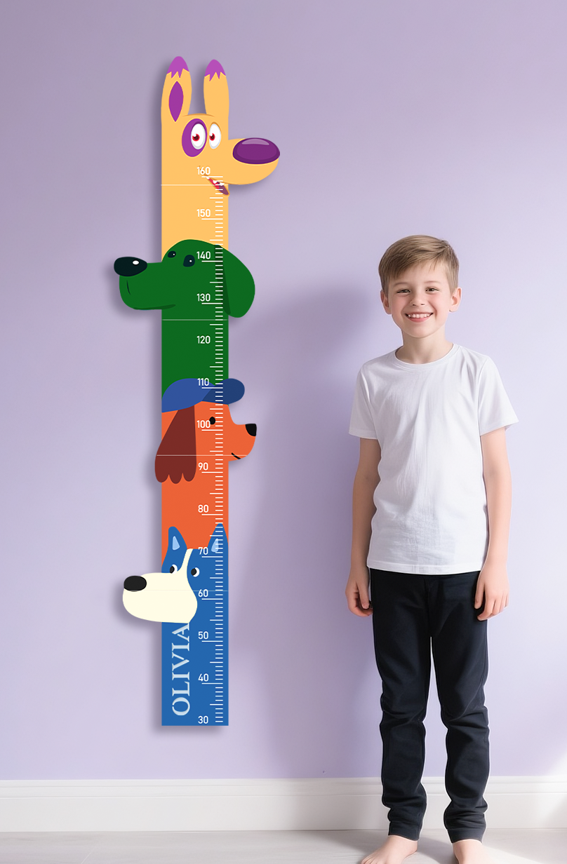 Personalised Wooden Colorful Dog Parade Growth Chart