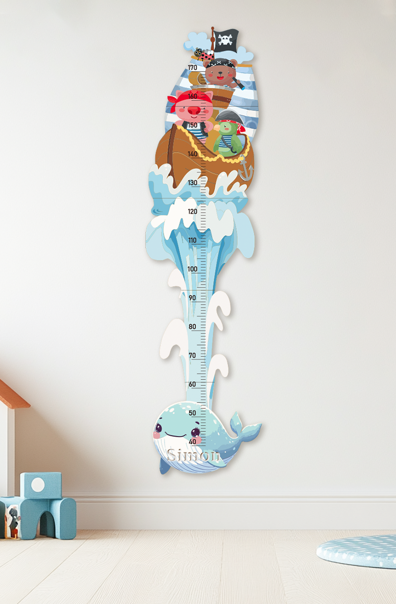Personalised Wooden Pirate Adventure Growth Chart for Kids