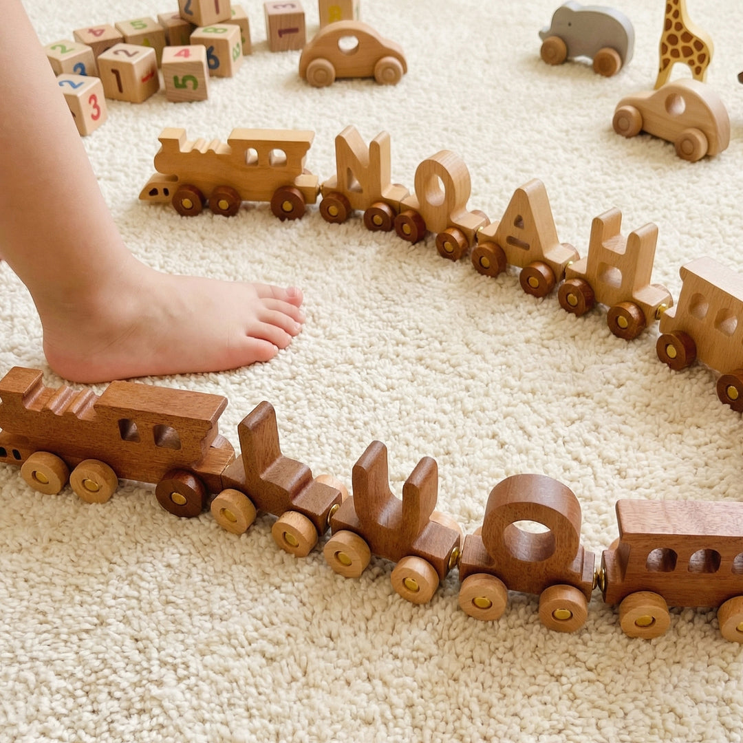 Personalised Wooden Train Set With Name