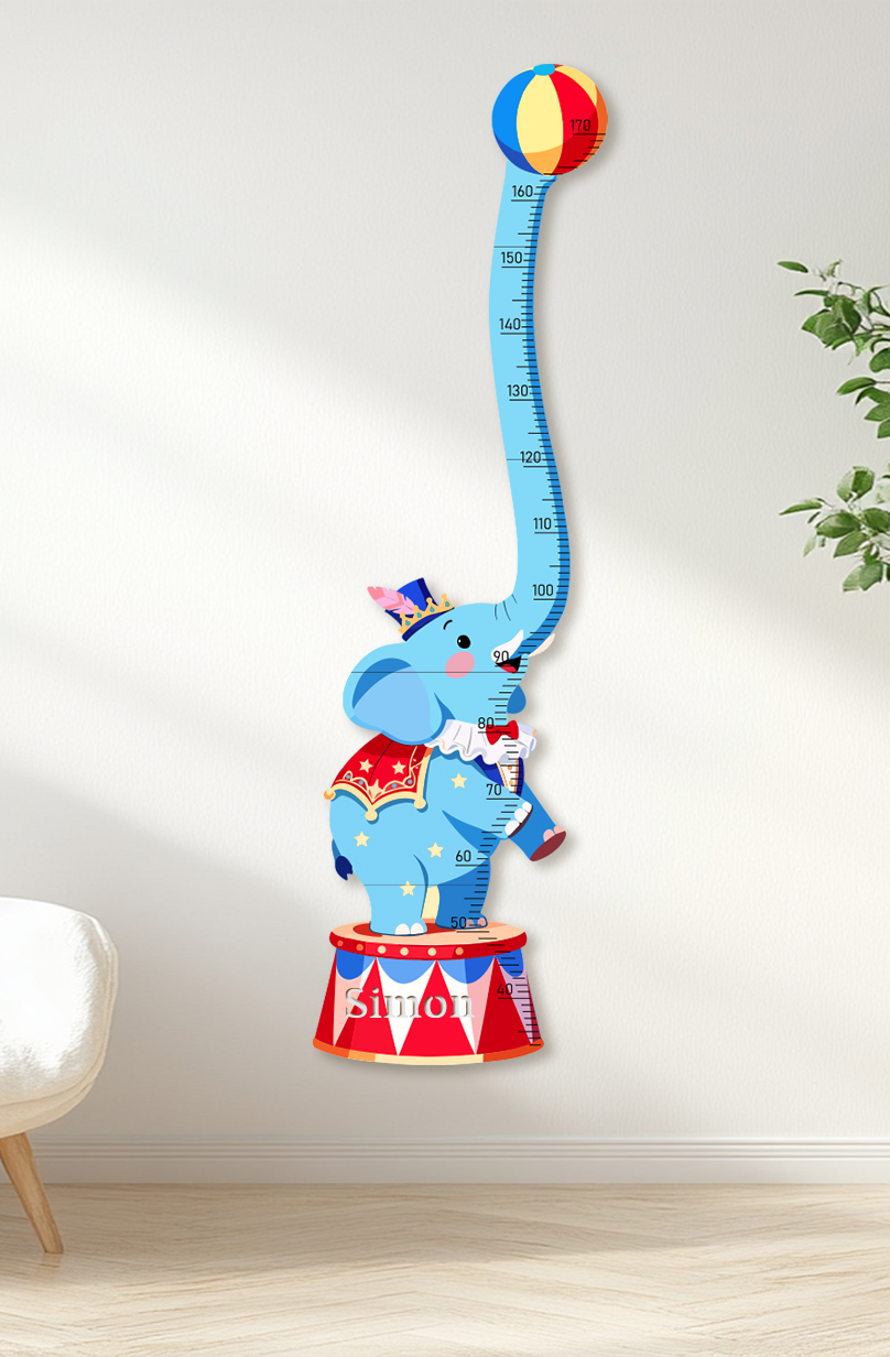 Personalised Wooden Circus Elephant Growth Chart for Kids