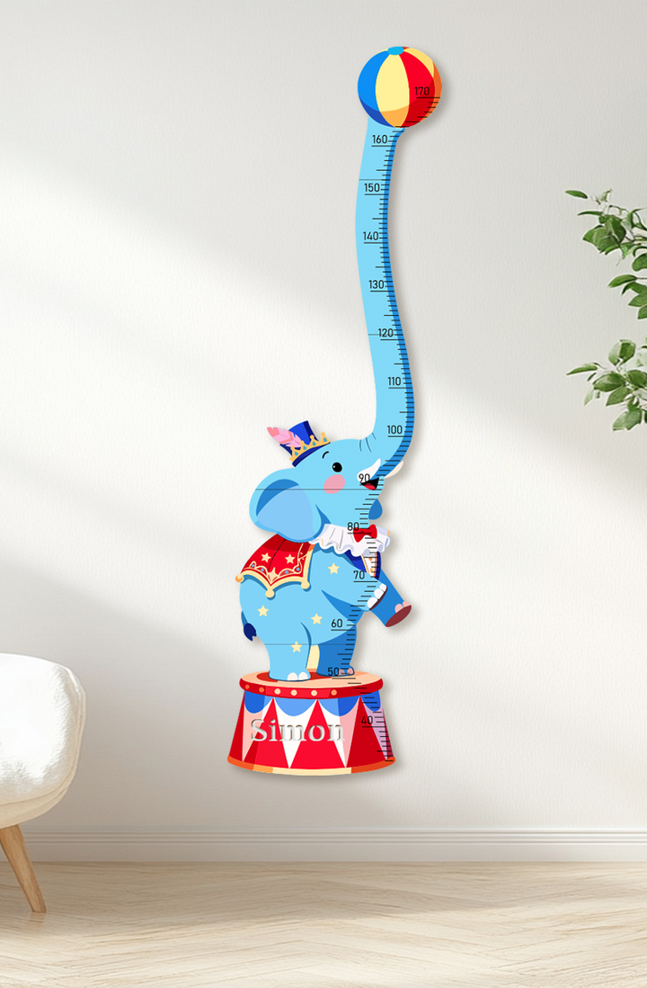 Personalised Wooden Circus Elephant Growth Chart for Kids