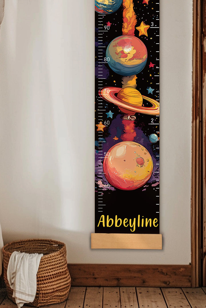 Personalized Space Rocket Hanging Canvas Height Ruler