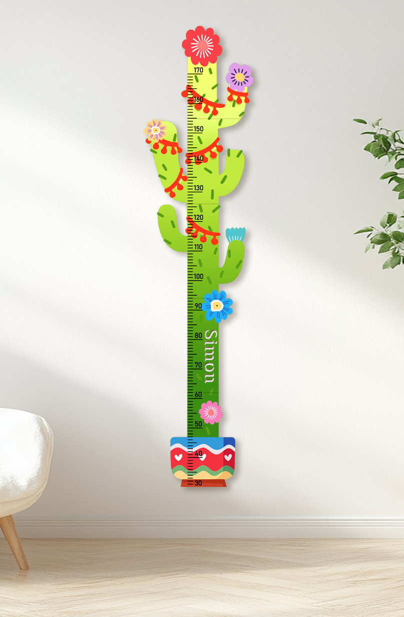 Personalised Cactus Wooden Growth Chart for Kids