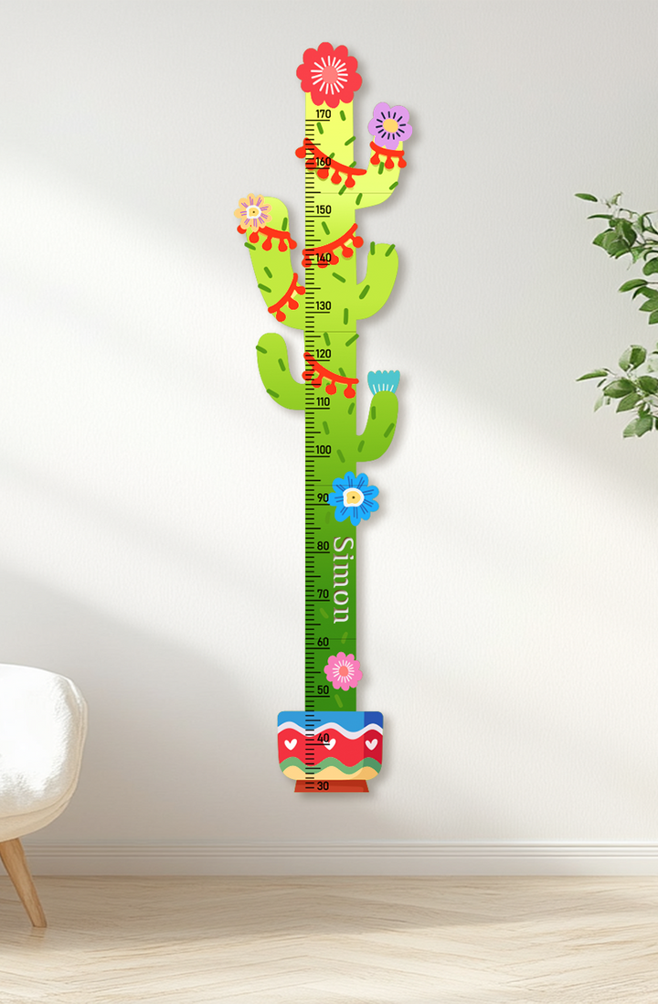Personalised Cactus Wooden Growth Chart for Kids