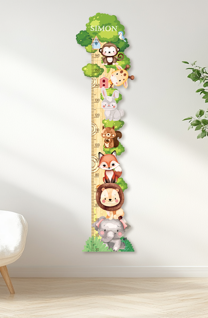 Personalised Wooden Forest Friends Growth Chart