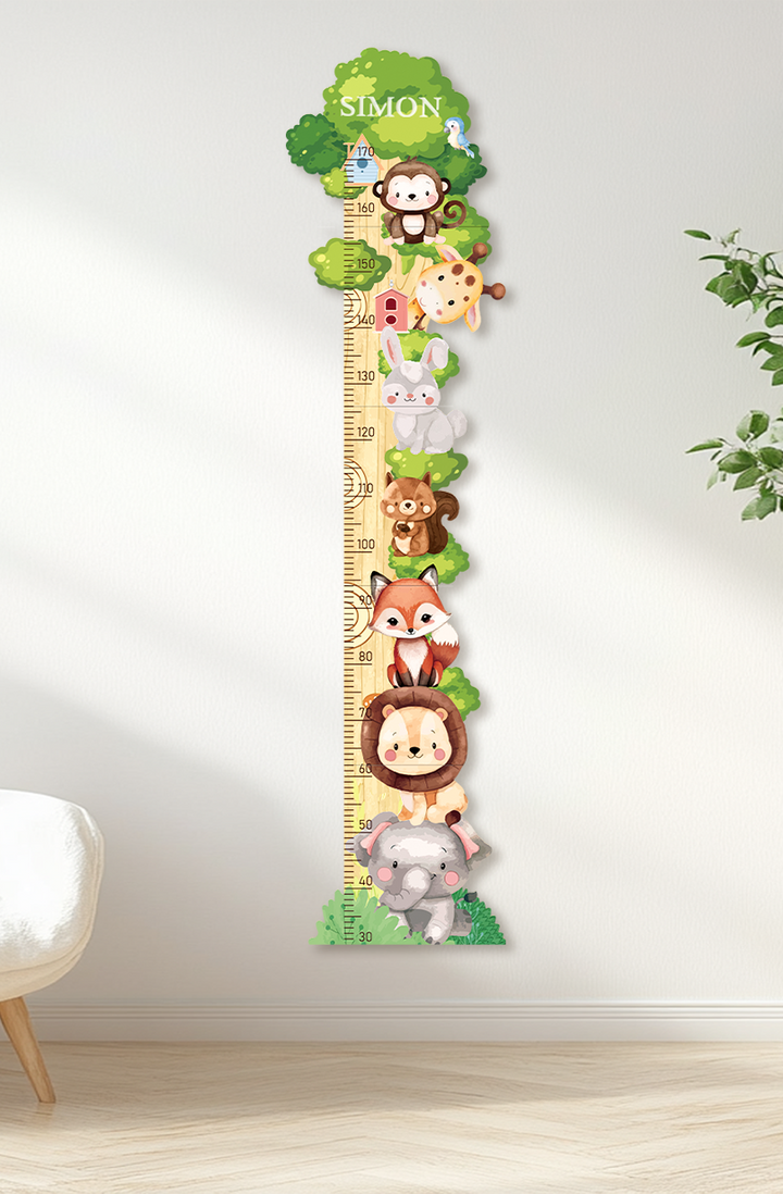 Personalised Wooden Forest Friends Growth Chart