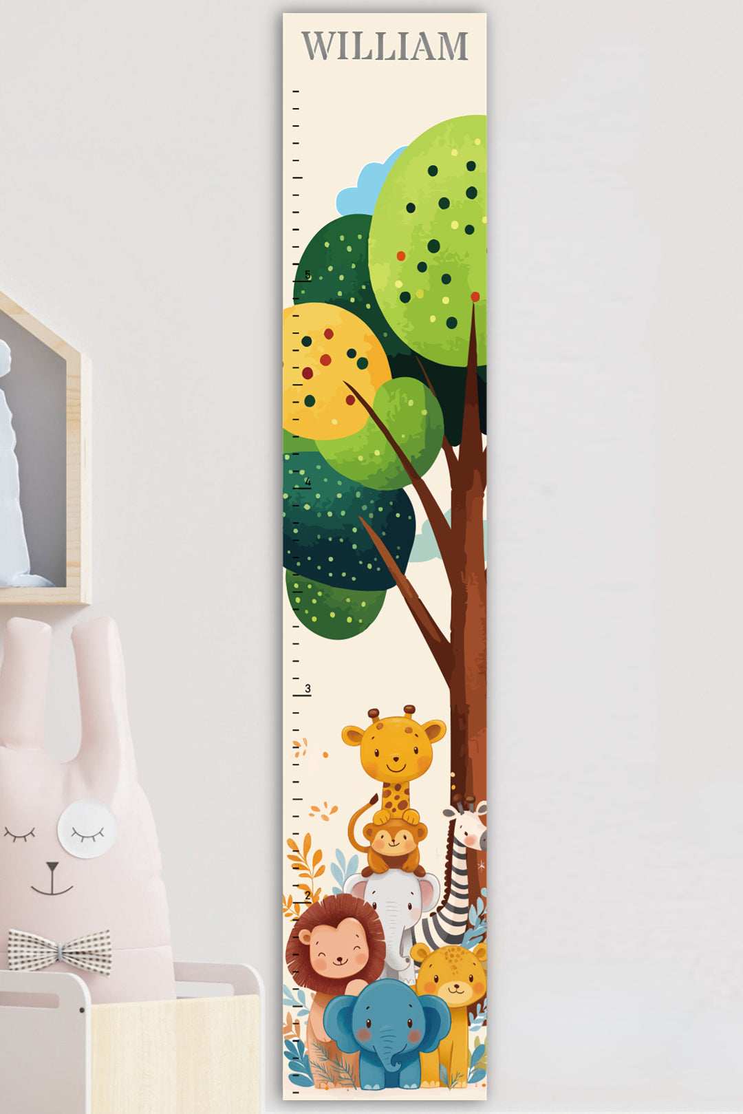 Personalized Wooden Jungle Animal Growth Chart Ruler